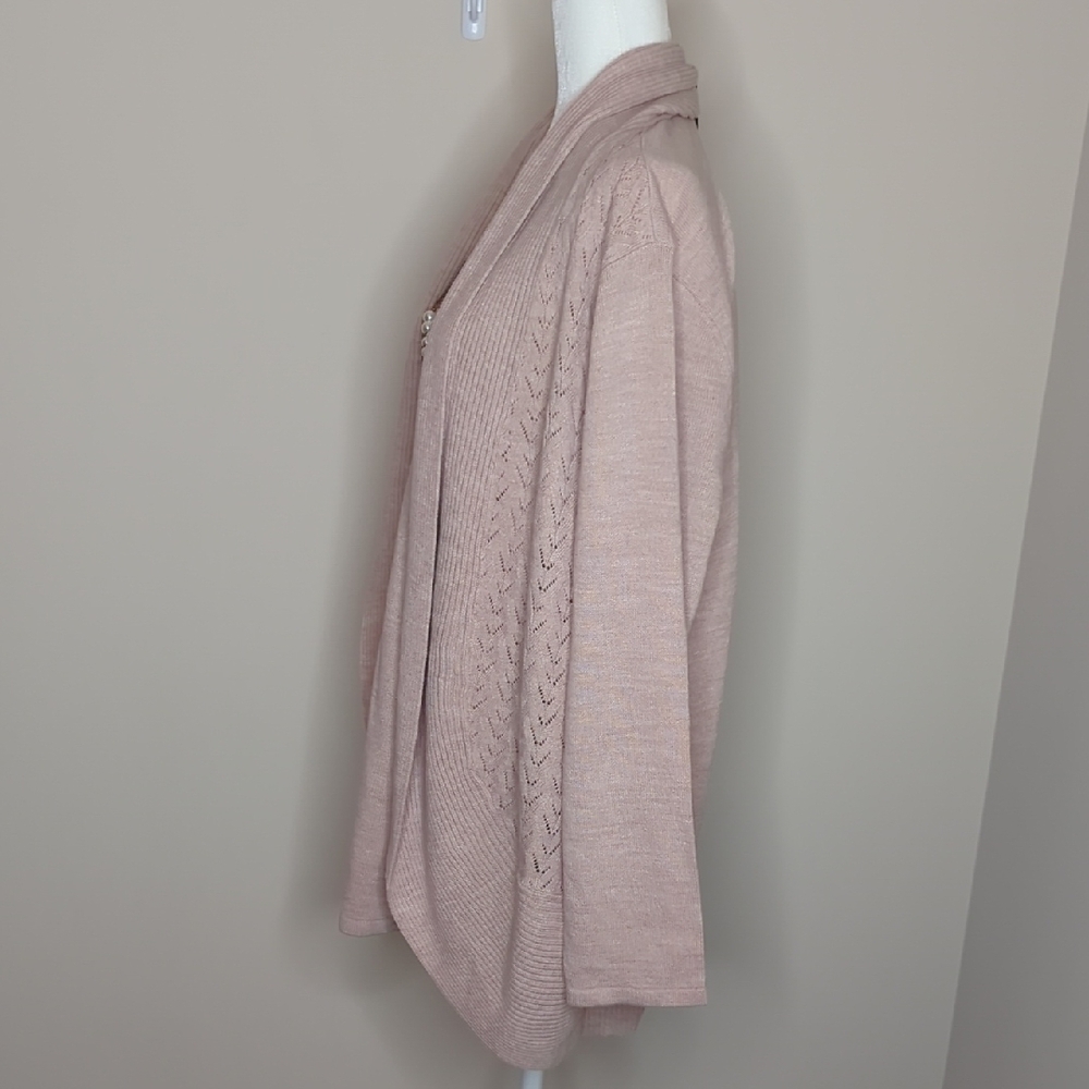 Briggs Dusty Rose Open-Front Knit Cardigan with Tank Size 1X - Picture 9 of 12